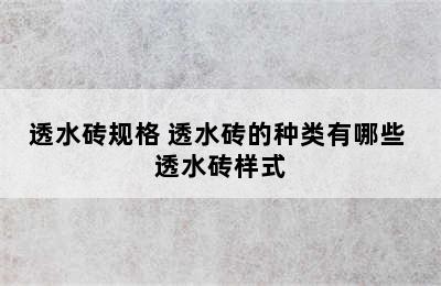 透水砖规格 透水砖的种类有哪些 透水砖样式